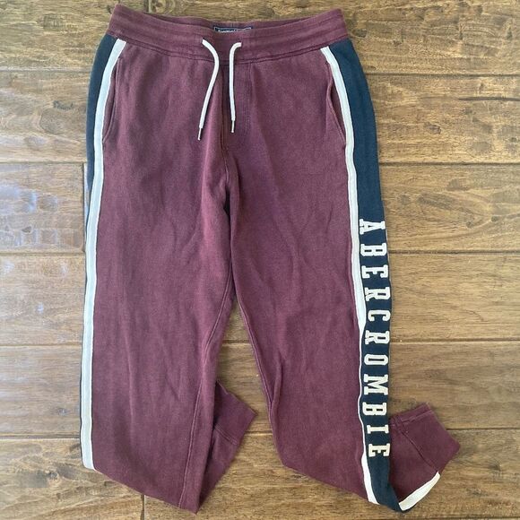 Y2K Abercrombie Maroon Joggers Womens XS Classic Logo Preppy - Picture 1 of 7